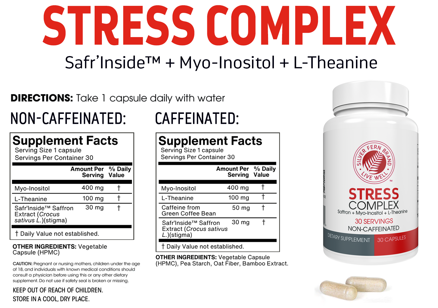 Stress Complex - Sleep, Worry, and More! - Non Caffeinated & Caffeinated Supplement Options